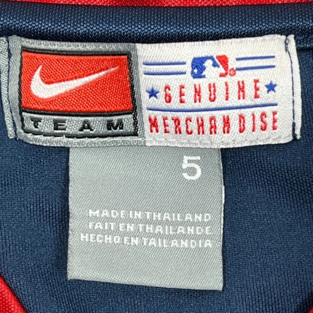 Nike‎ Cleveland Indians Vtg Y2K Jersey Youth 5 Navy Red Sleeveless Embroidered
